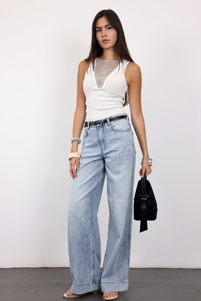 Açık Mavi Geniş Paça Jean 26804