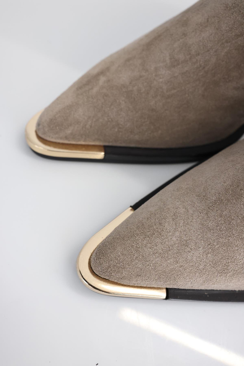 Açık Vizon Sivri Burun Topuklu Chelsea  Bot 115816