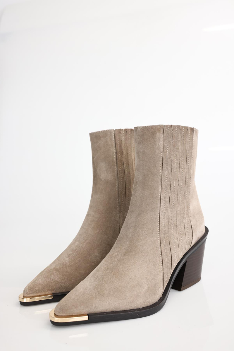 Açık Vizon Sivri Burun Topuklu Chelsea  Bot 115816