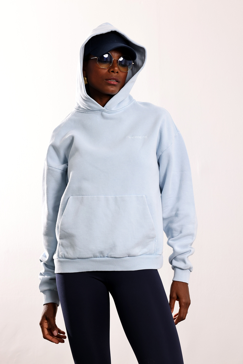 Bebe Mavi Heavens Yazılı Kapüşonlu Sweatshirt 10034