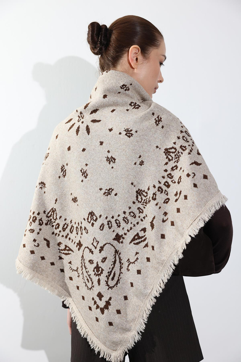 Bej Desenli Şal 251007