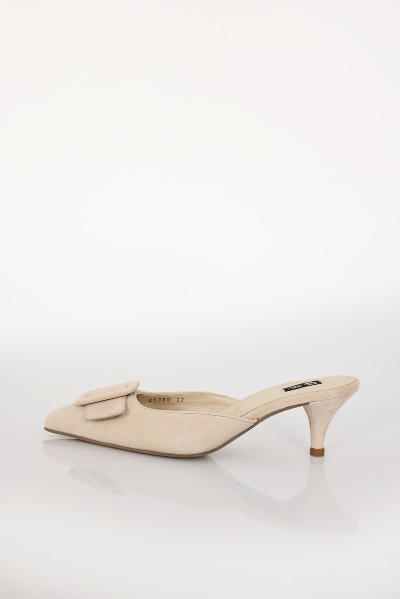 Bej Tokalı Topuklu Terlik 25160