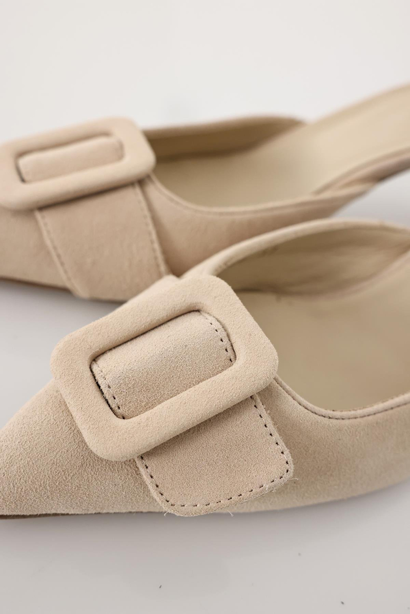 Bej Tokalı Topuklu Terlik 25160