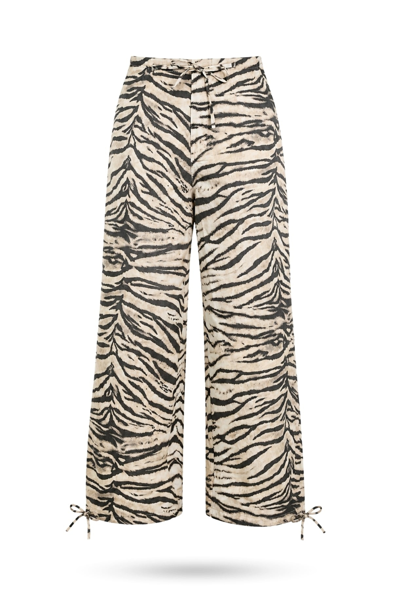 Bej Zebra Desenli Pantolon 19005