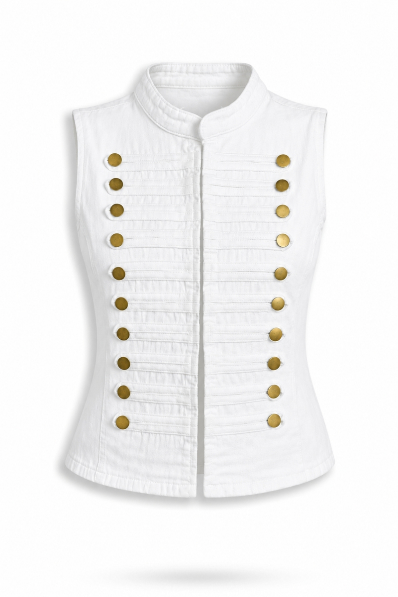 Beyaz Napolyon Denim Yelek 8112