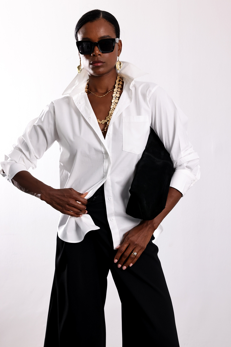 Beyaz Oversize Poplin Gömlek 4112