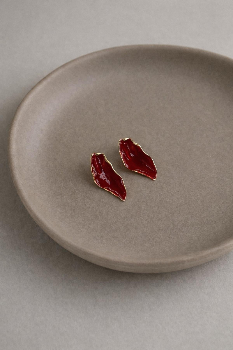 Bordo Leaf Küpe 