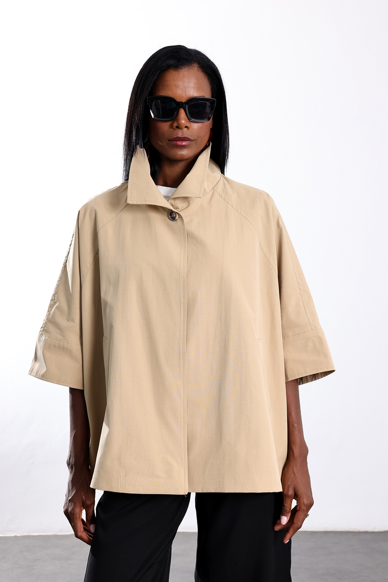 Camel Oversize Kısa Trençkot 87159