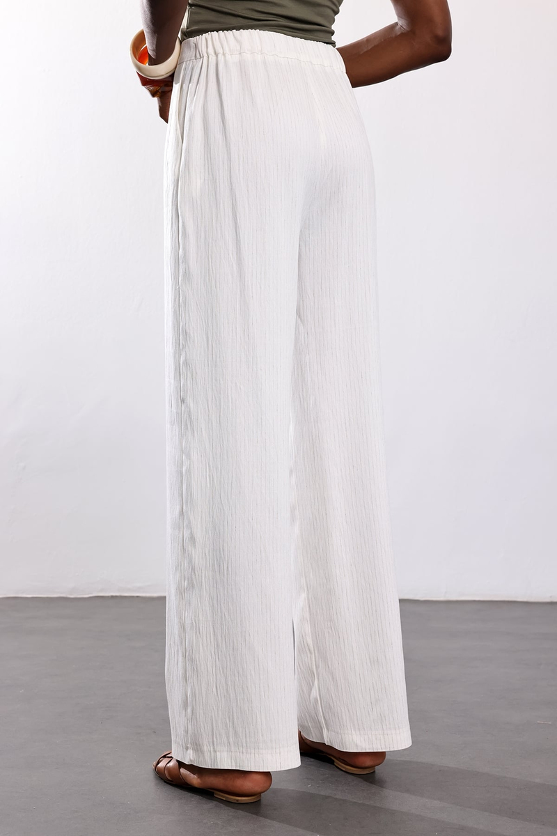 Ekru Çizgili Dökümlü Pantolon 031677