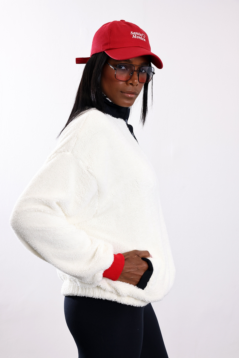 Ekru Teddy Nakışlı Polar Sweatshirt 2721