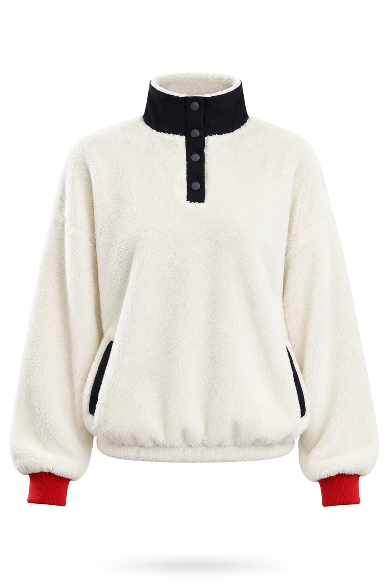 Ekru Teddy Nakışlı Polar Sweatshirt 2721