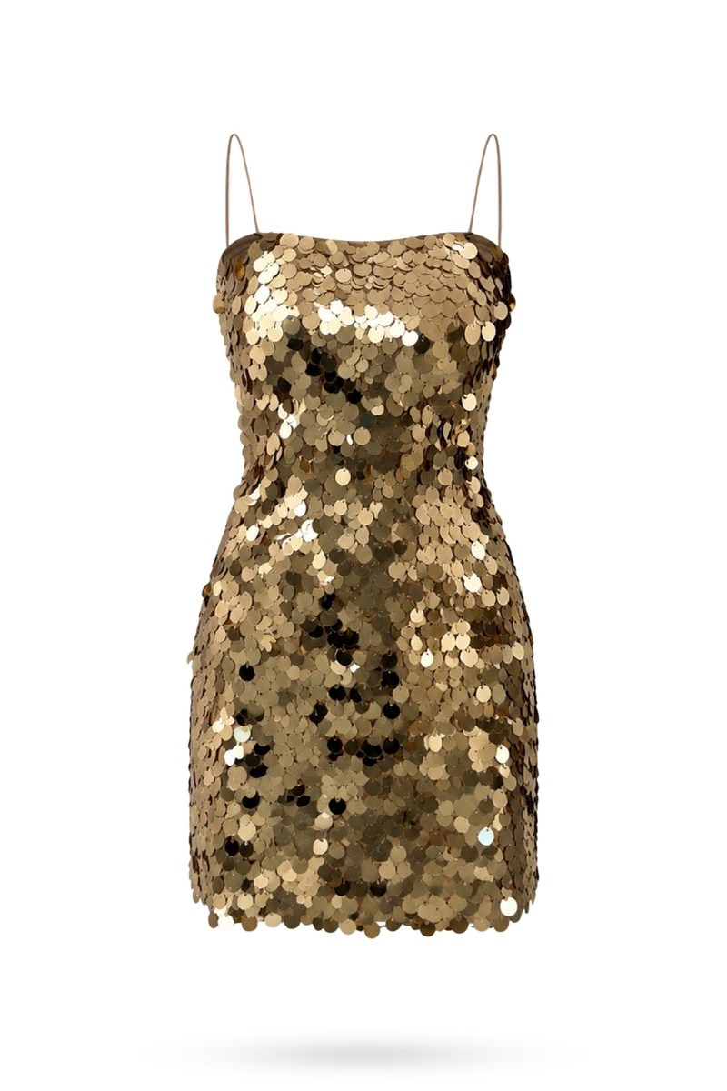 Gold Payetli Mini Elbise 111746