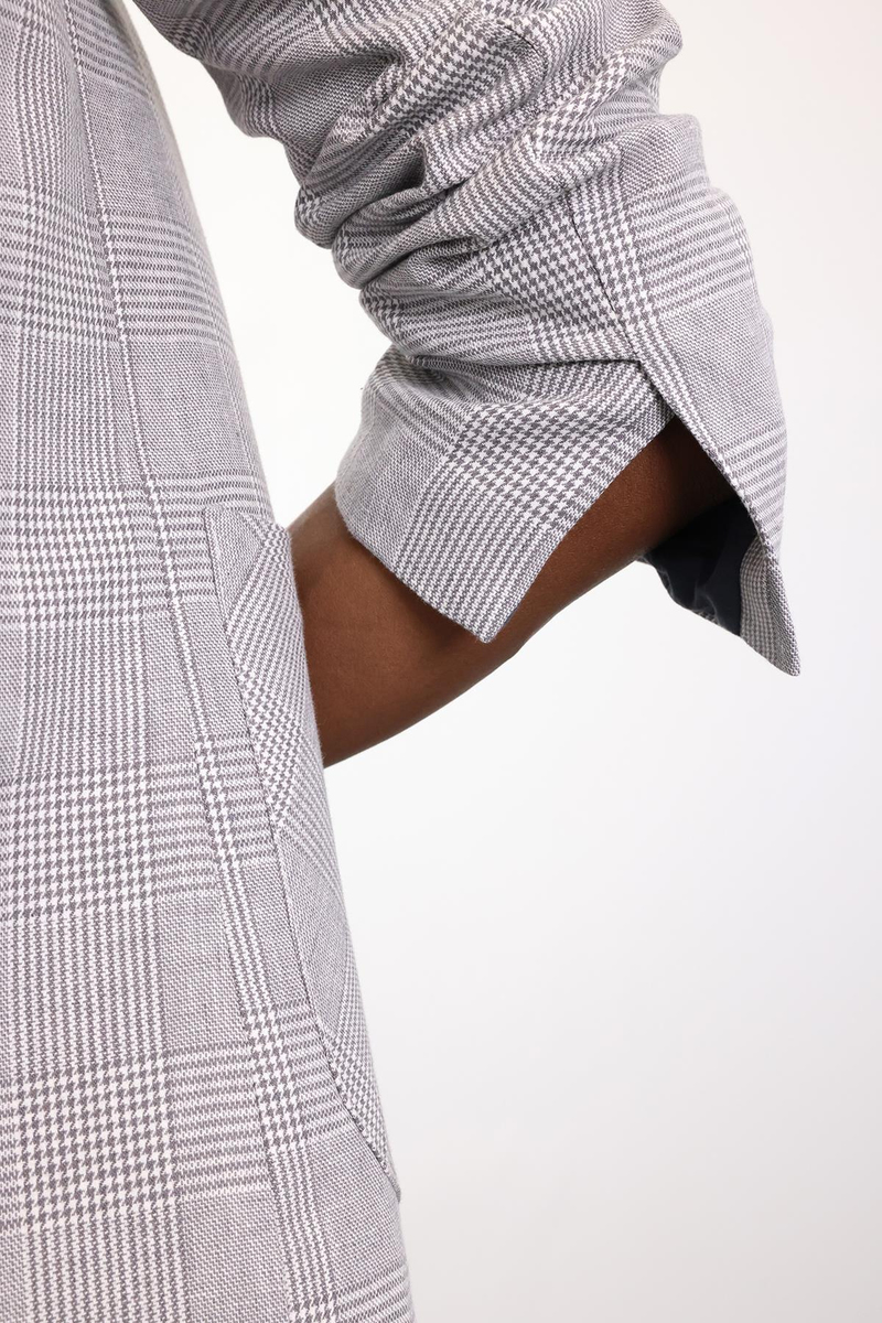 Gri Ekose Desenli Blazer Ceket 4733