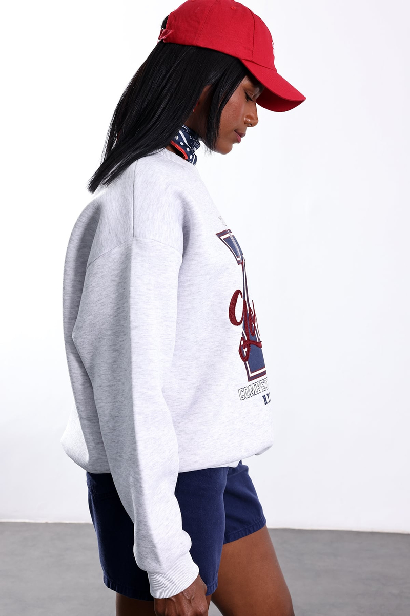 Gri Newyork Yazılı Sweatshirt 02545
