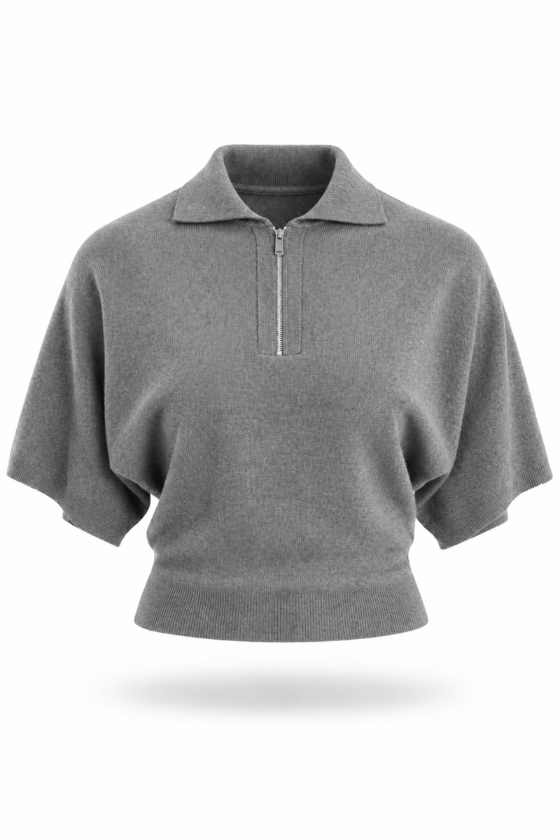 Gri Yarasa Kol Polo Yaka Triko 261140