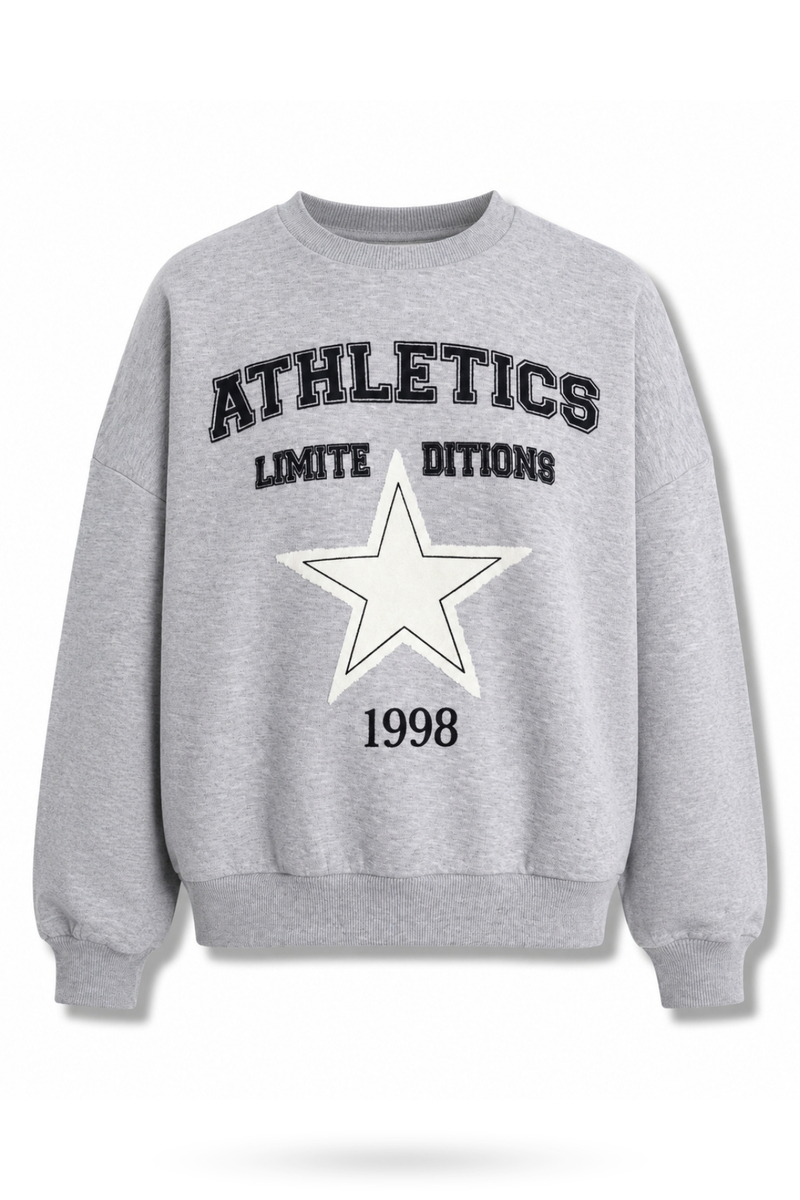 Gri Yıldız Baskılı Sweatshirt 02552