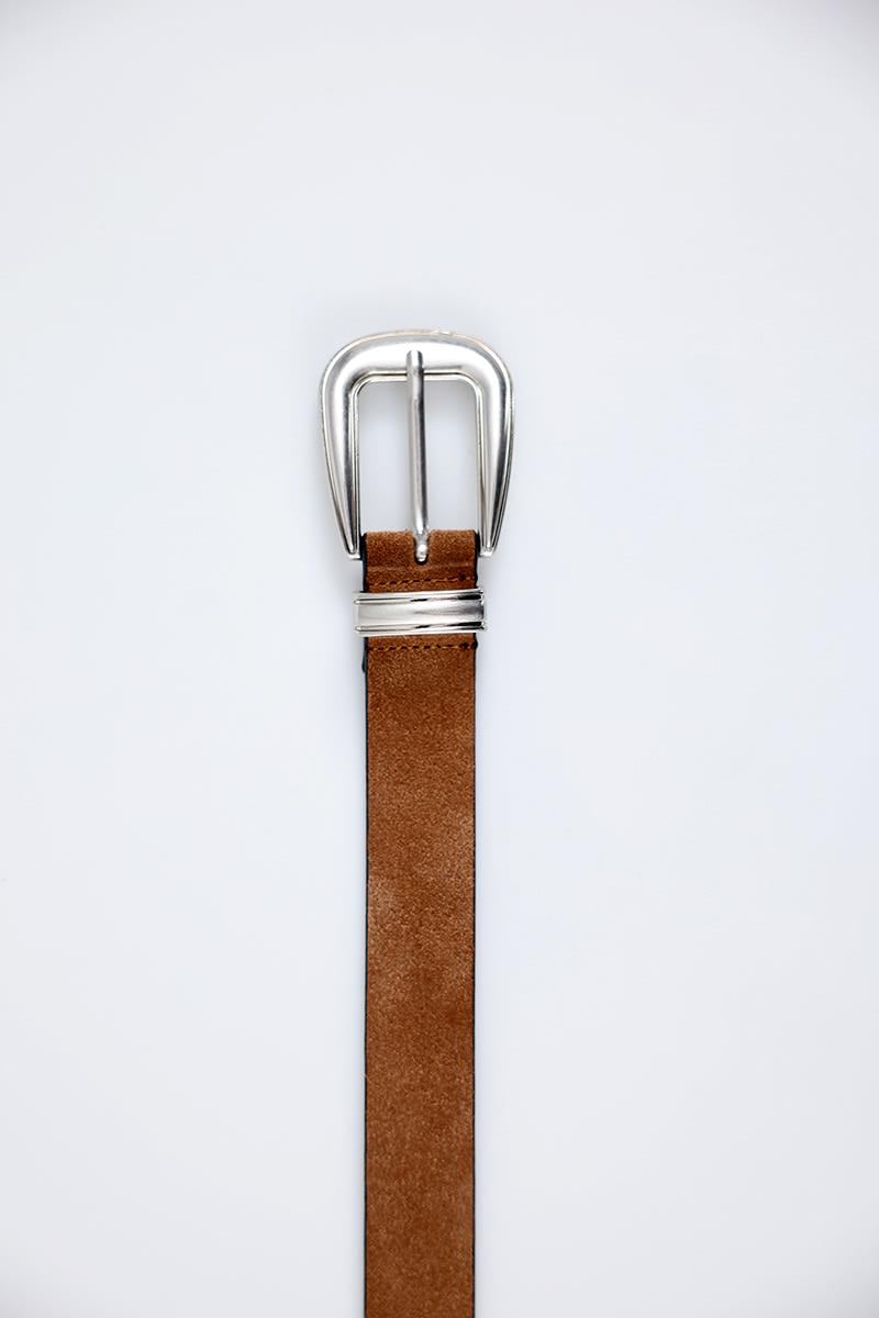 Gümüş Vintage Tokalı Bal Süet Kemer 