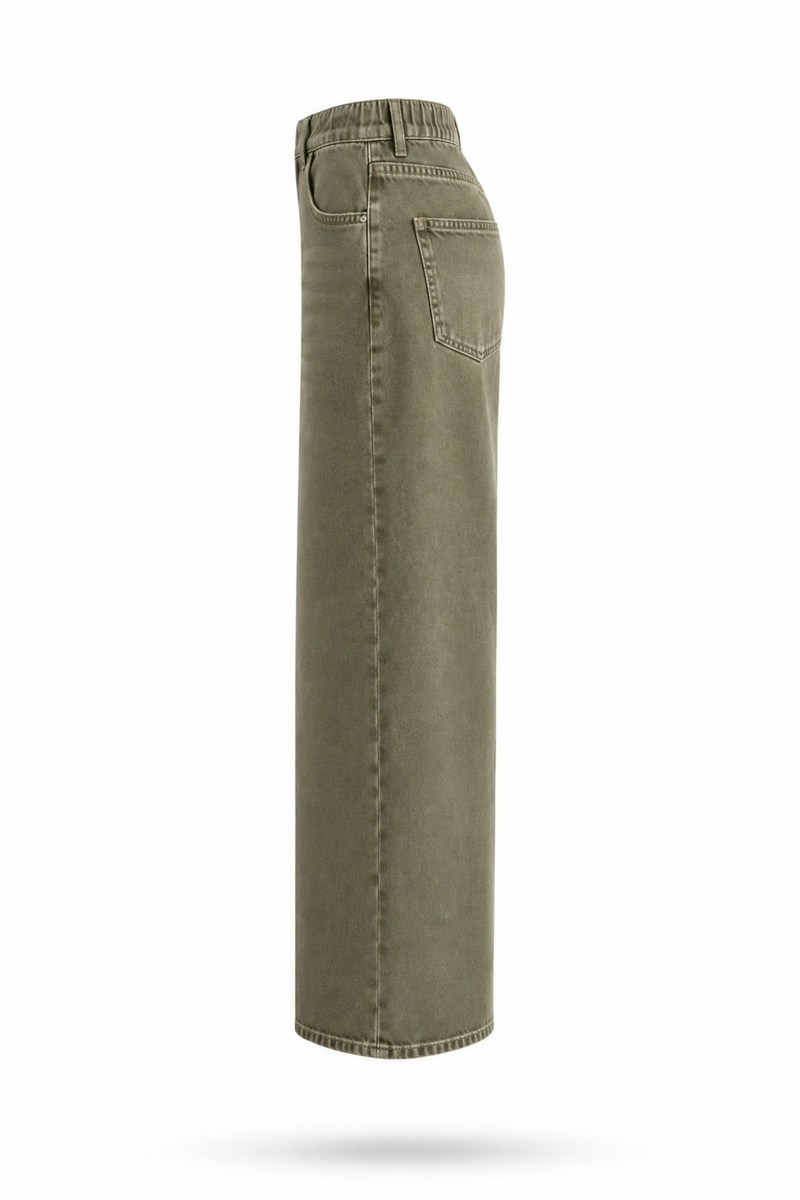 Haki Beli Lastikli Tensel Jean 01073