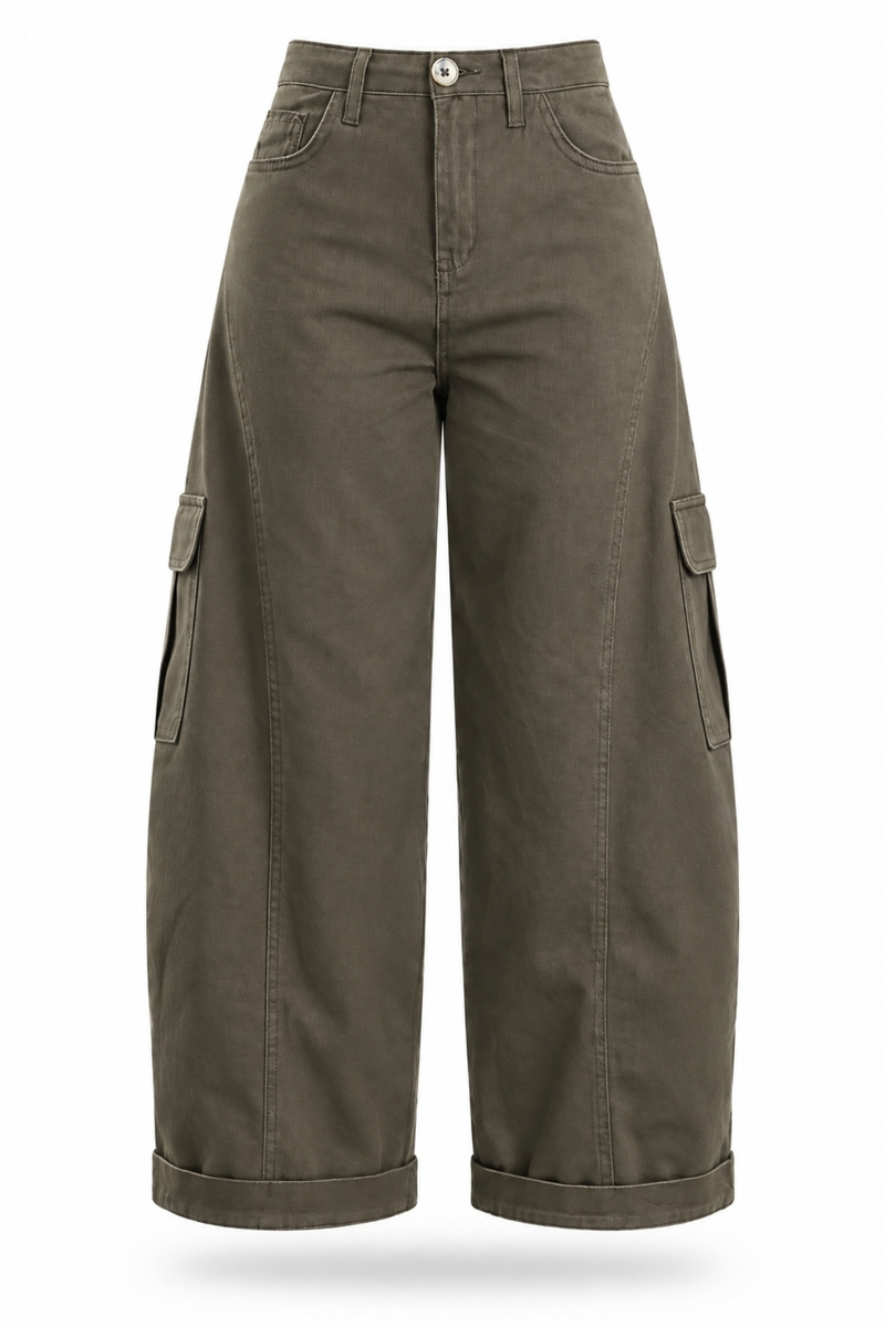 Haki Kargo Cepli Barrel Pantolon 031724