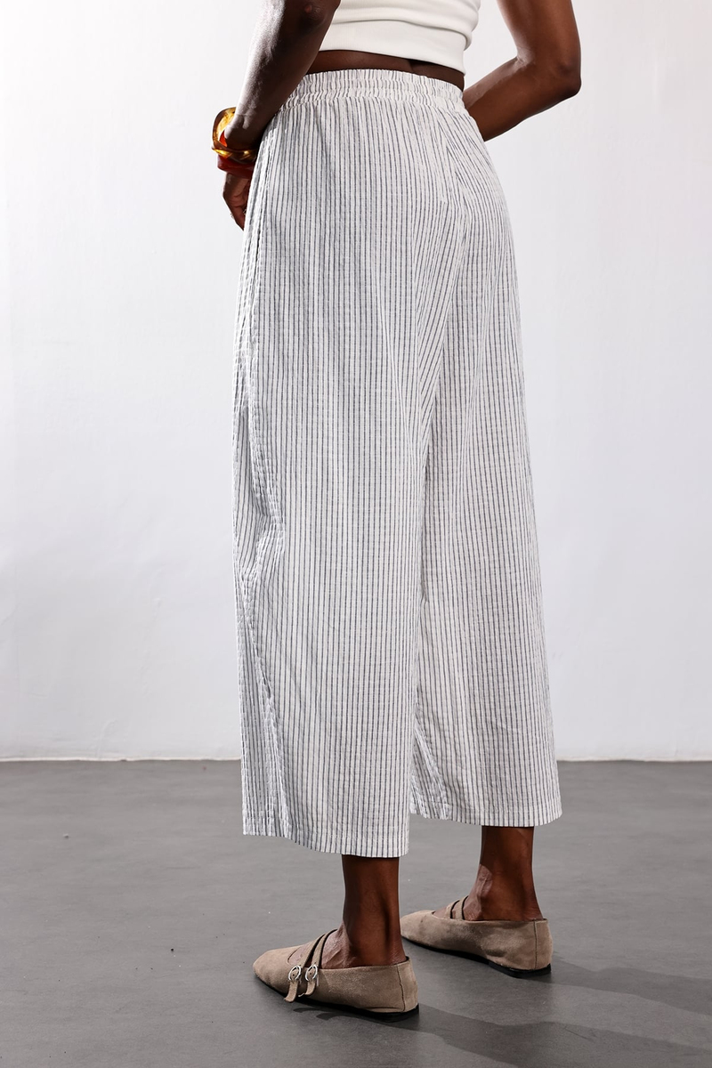 indigo Çizgili Barrel Pantolon 51427