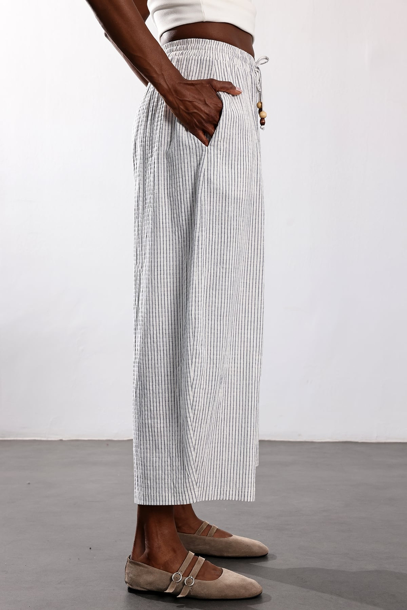 indigo Çizgili Barrel Pantolon 51427