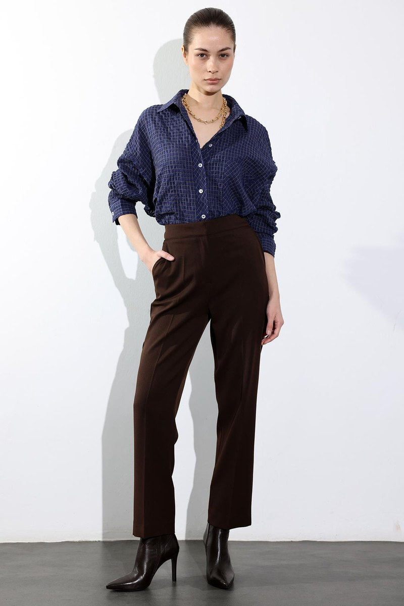 Kahverengi Beli Lastikli Cigarette Pantolon 00191