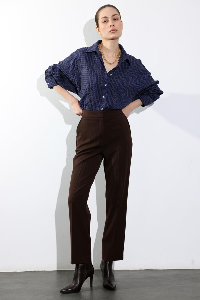 Kahverengi Beli Lastikli Cigarette Pantolon 00191