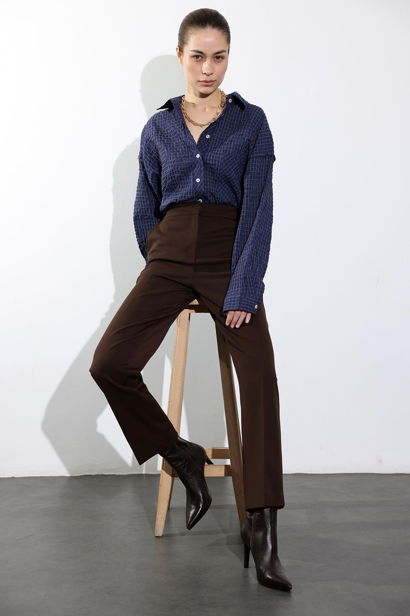 Kahverengi Beli Lastikli Cigarette Pantolon 00191