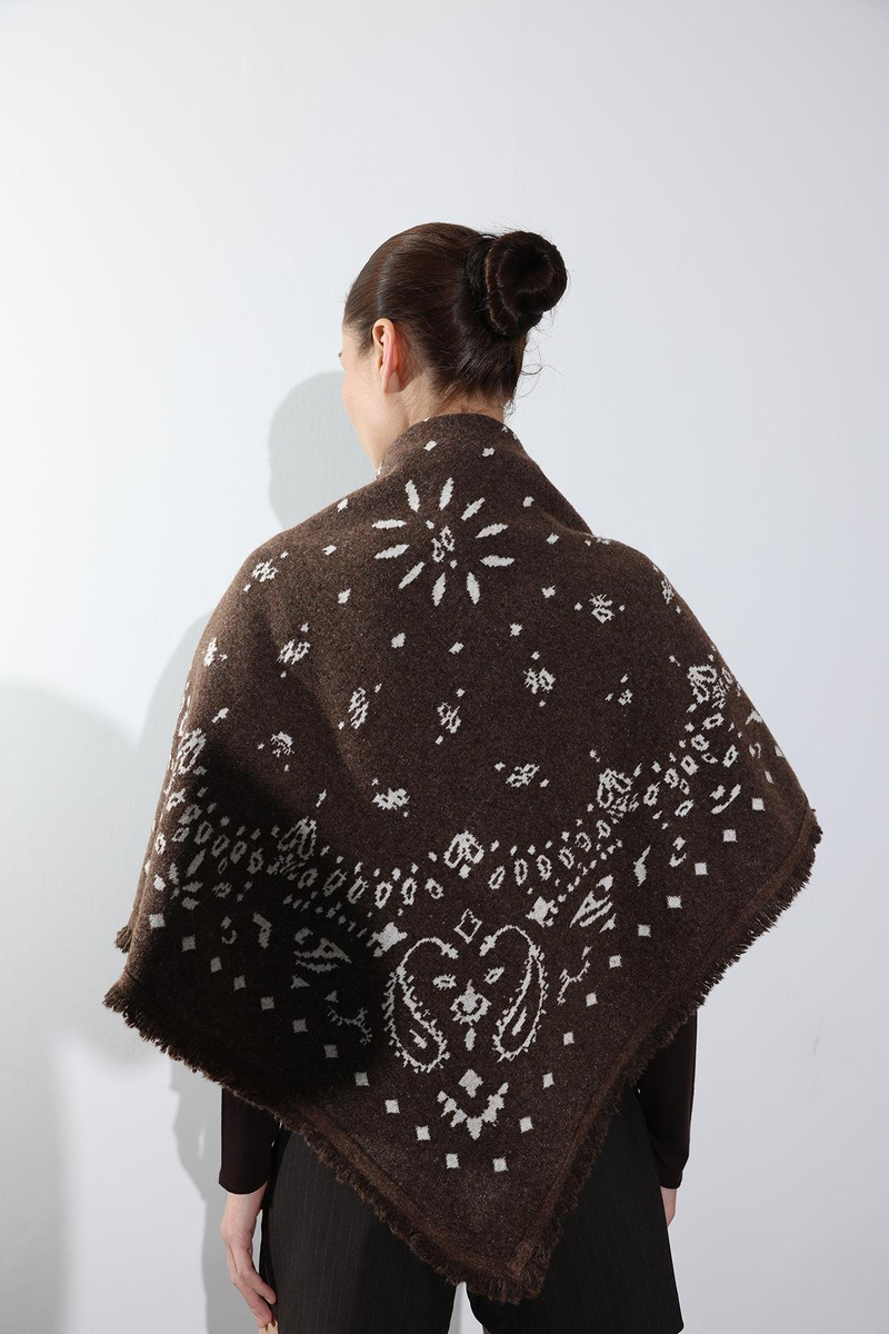 Kahverengi Desenli Şal 251007