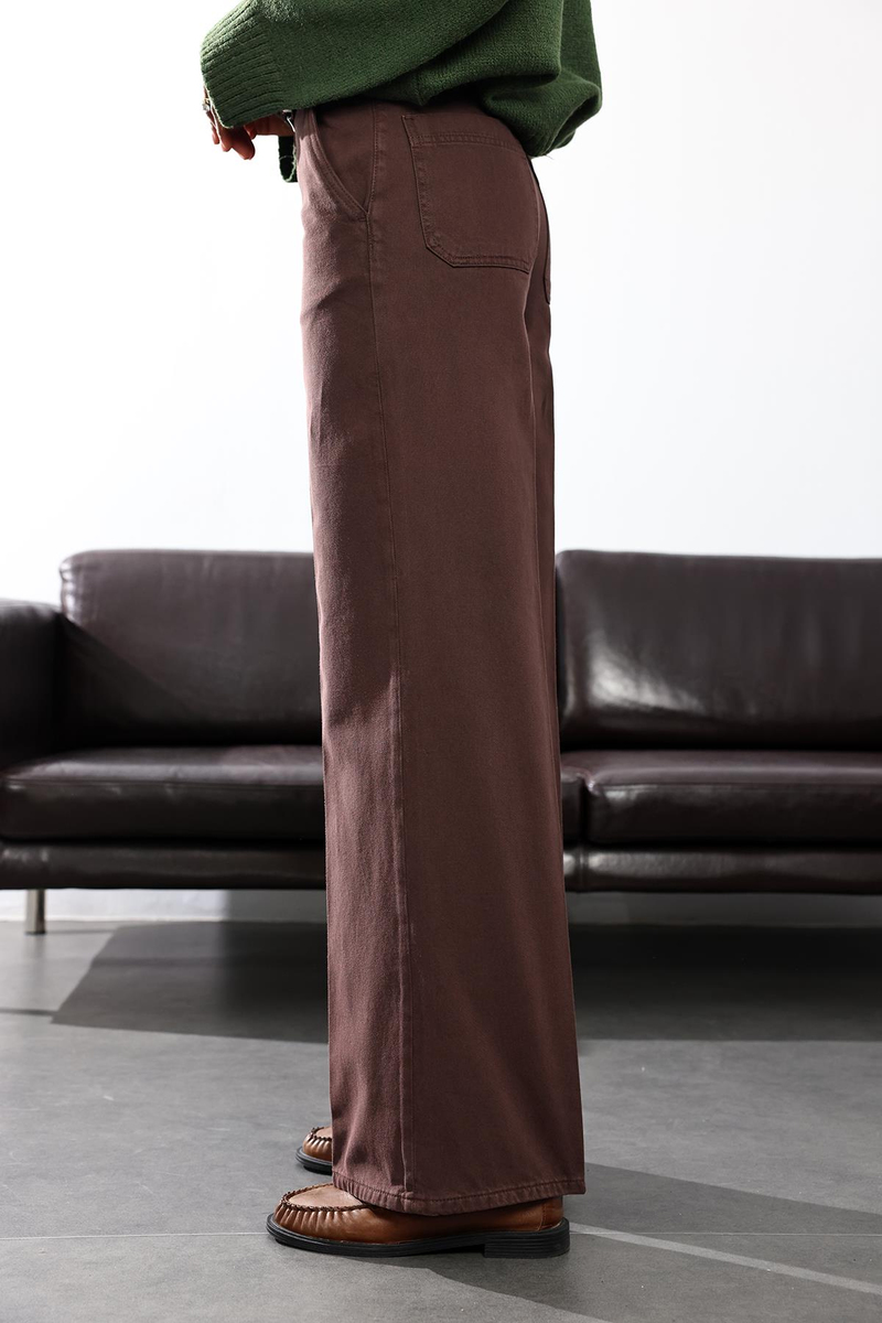 Kahverengi Klasik Wide Leg Jean 
