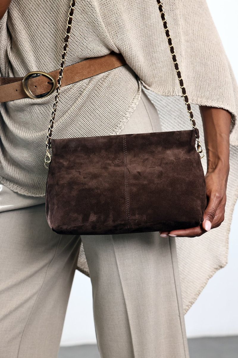 Kahverengi Nice Süet Askılı Clutch Çanta 7990