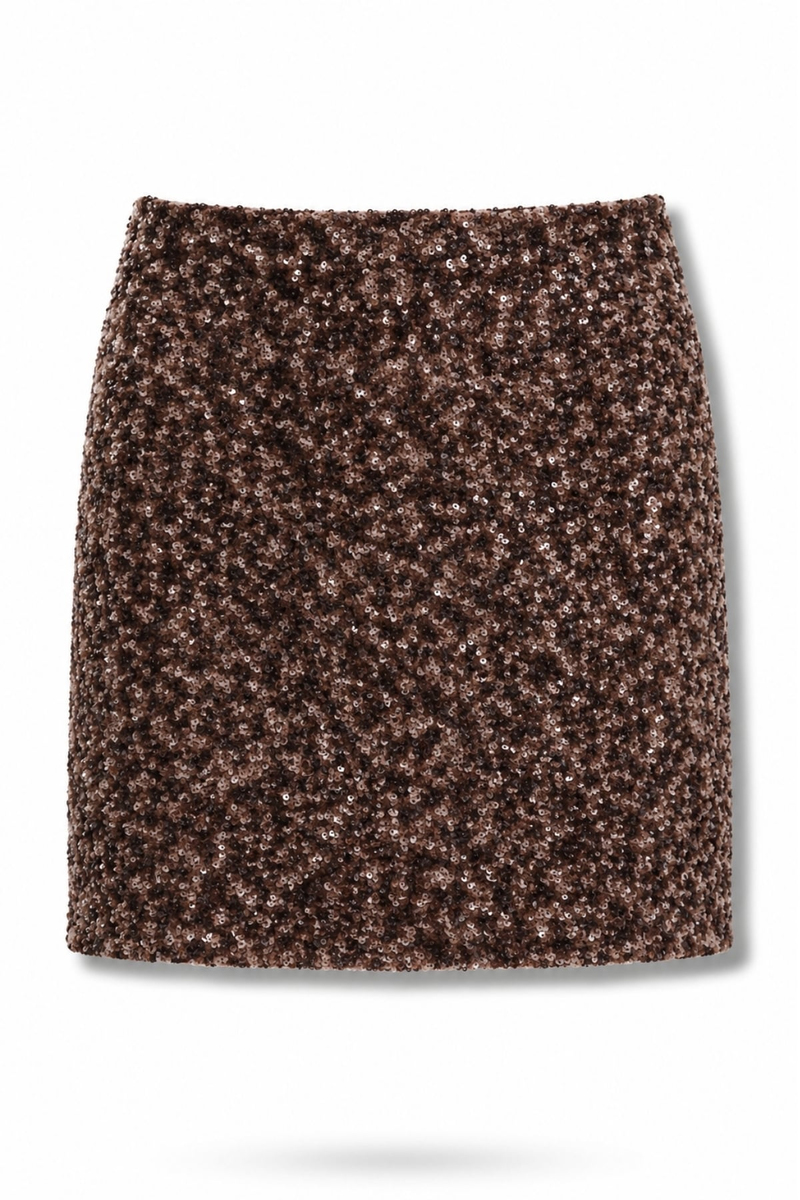 Kahverengi Pullu Mini Etek 041184
