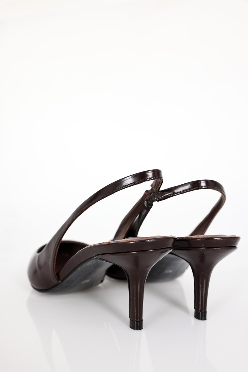Kahverengi Sivri Burun Slingback 25149