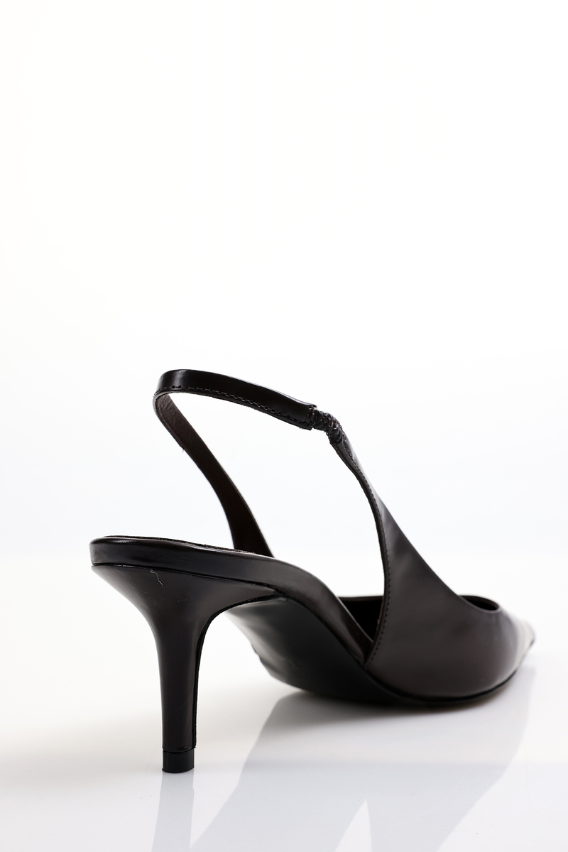 Kahverengi Sivri Burun Slingback 25149