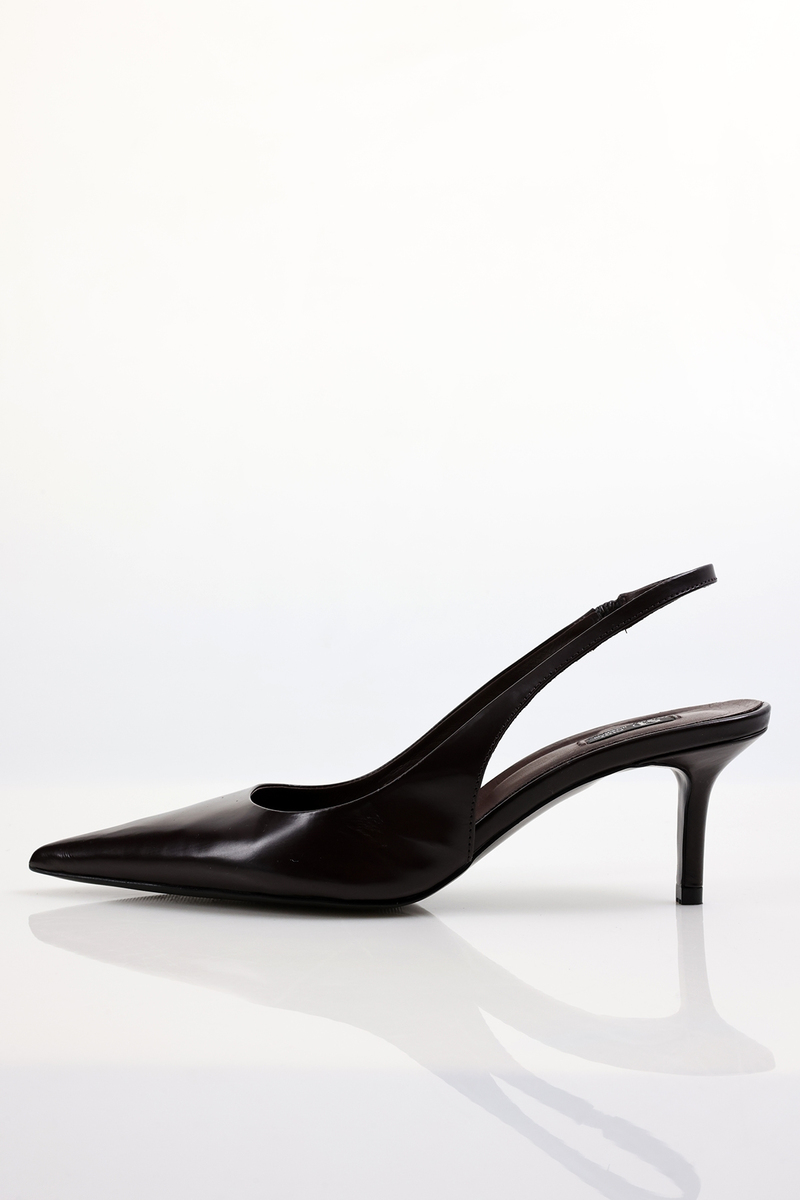 Kahverengi Sivri Burun Slingback 25149