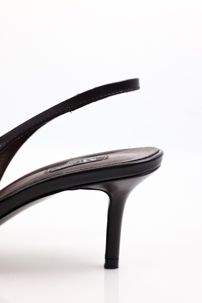 Kahverengi Sivri Burun Slingback 25149