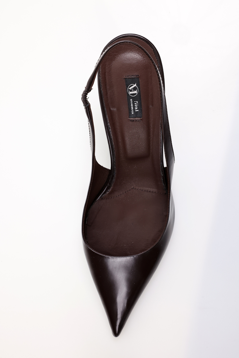 Kahverengi Sivri Burun Slingback 25149