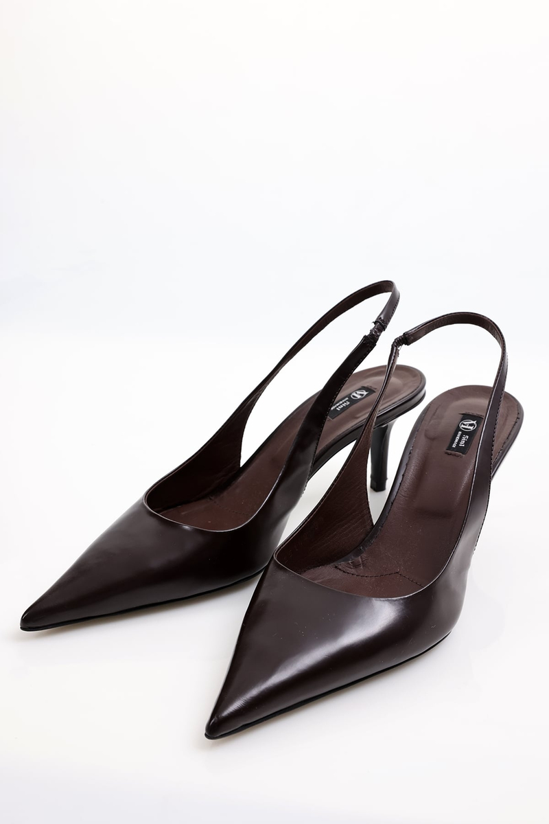 Kahverengi Sivri Burun Slingback 25149