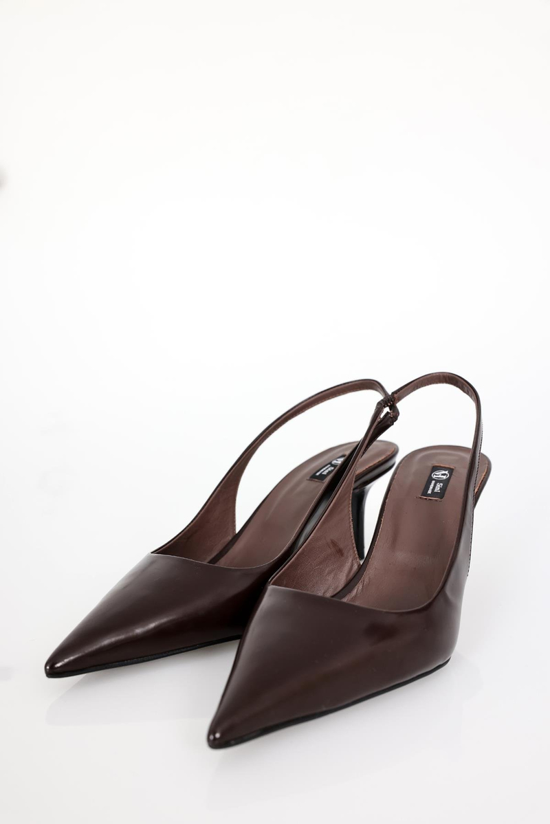 Kahverengi Sivri Burun Slingback 25149