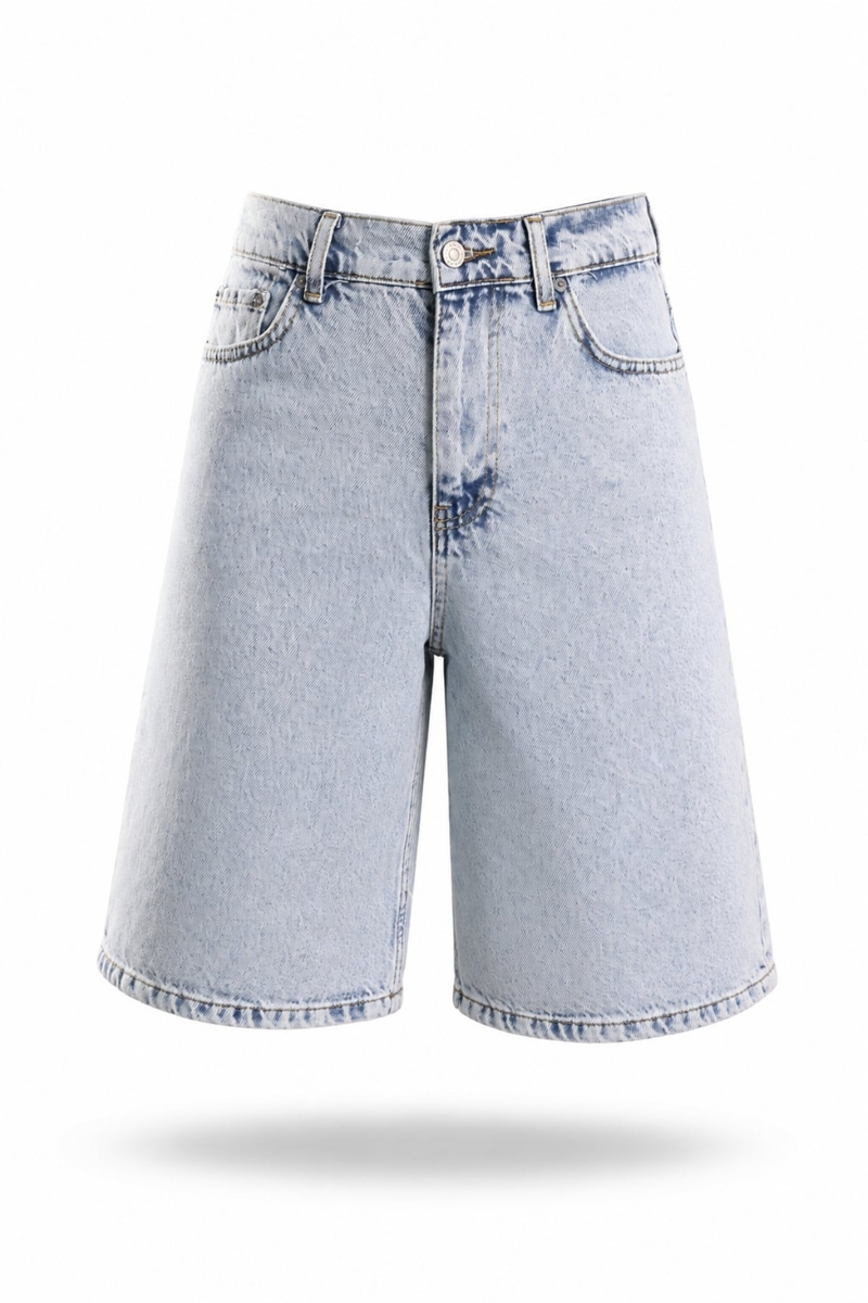 Kar Yıkamalı Bermuda Denim Şort 3644