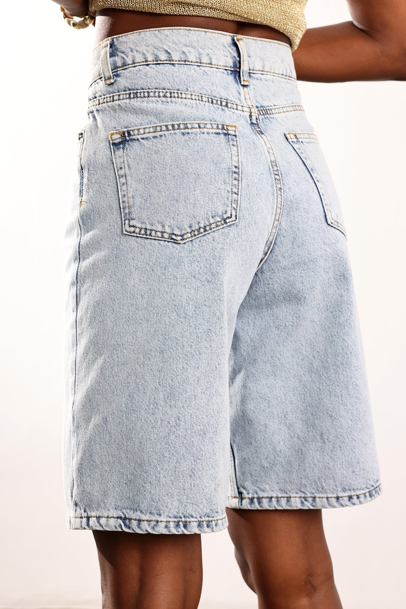 Kar Yıkamalı Bermuda Denim Şort 3644