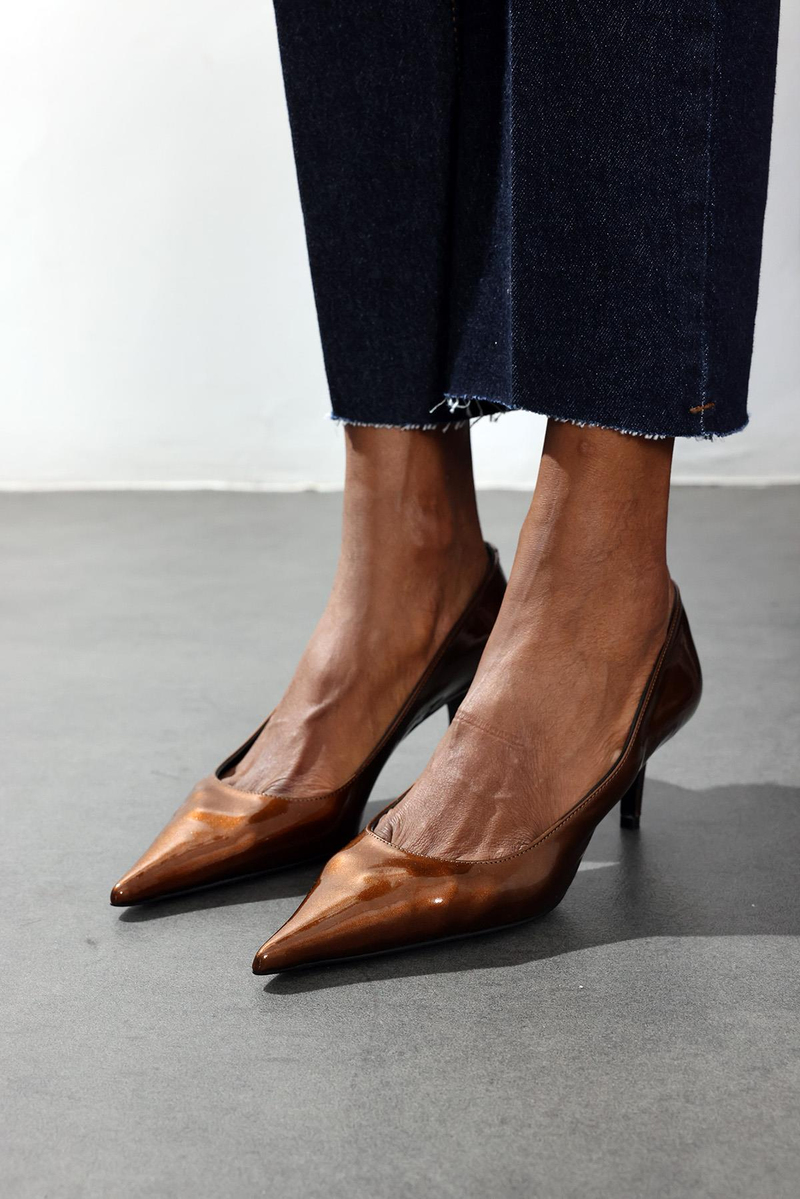 Karamel Rugan Deri Klasik Stiletto 25445