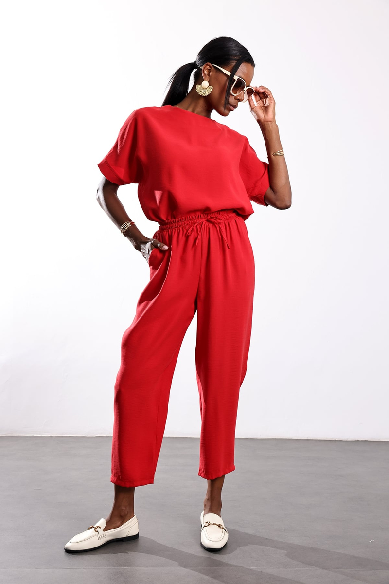 Kırmızı Bluz Pantolon Takım 11601