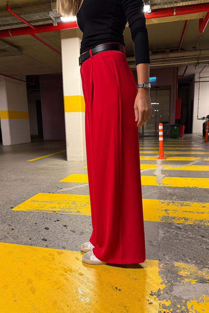 Kırmızı Onyx Krep Pantolon 