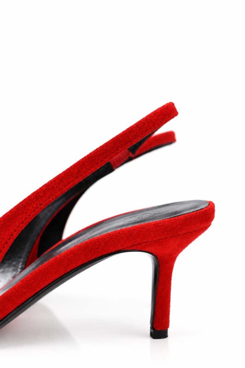 Kırmızı Sivri Burun Slingback 25149