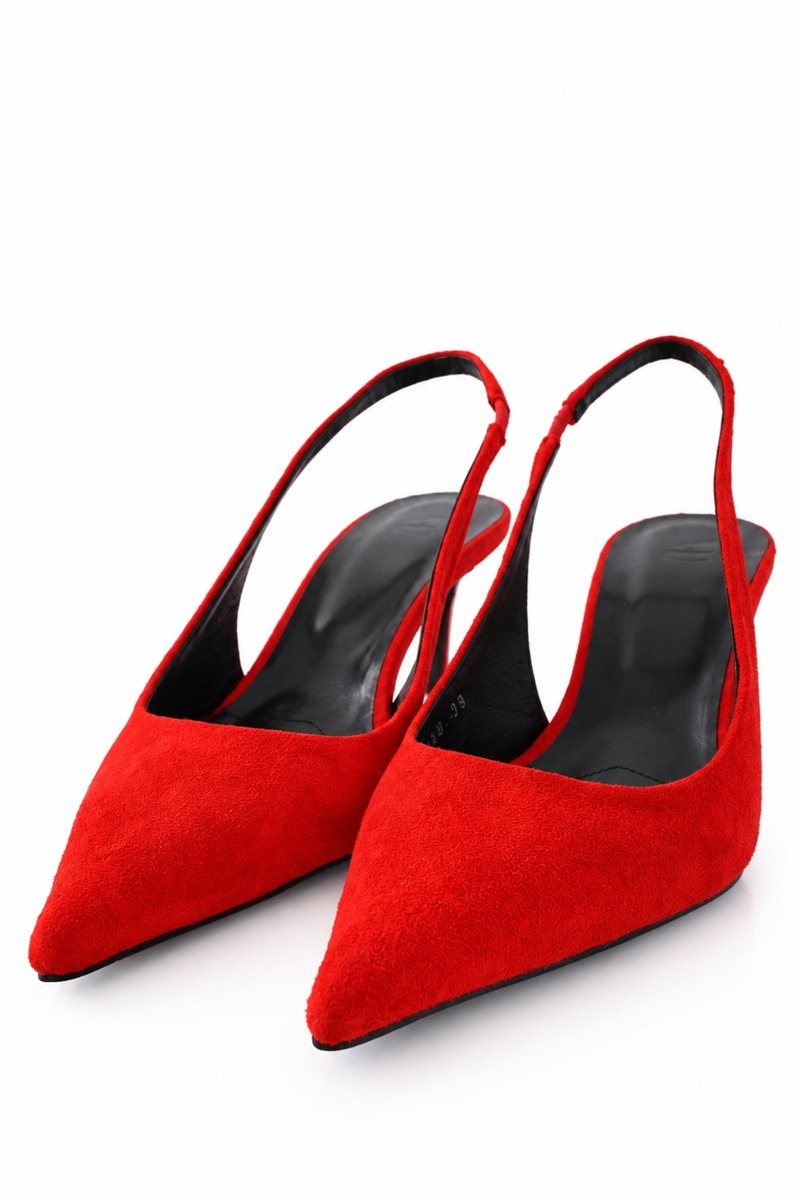 Kırmızı Sivri Burun Slingback 25149