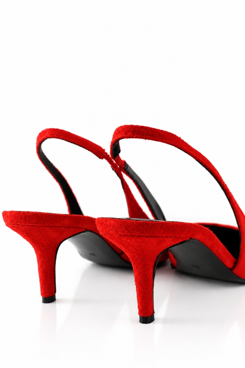 Kırmızı Sivri Burun Slingback 25149