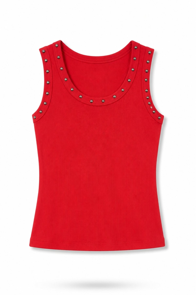 Kırmızı Zımba Detaylı Fitilli Atlet 18345
