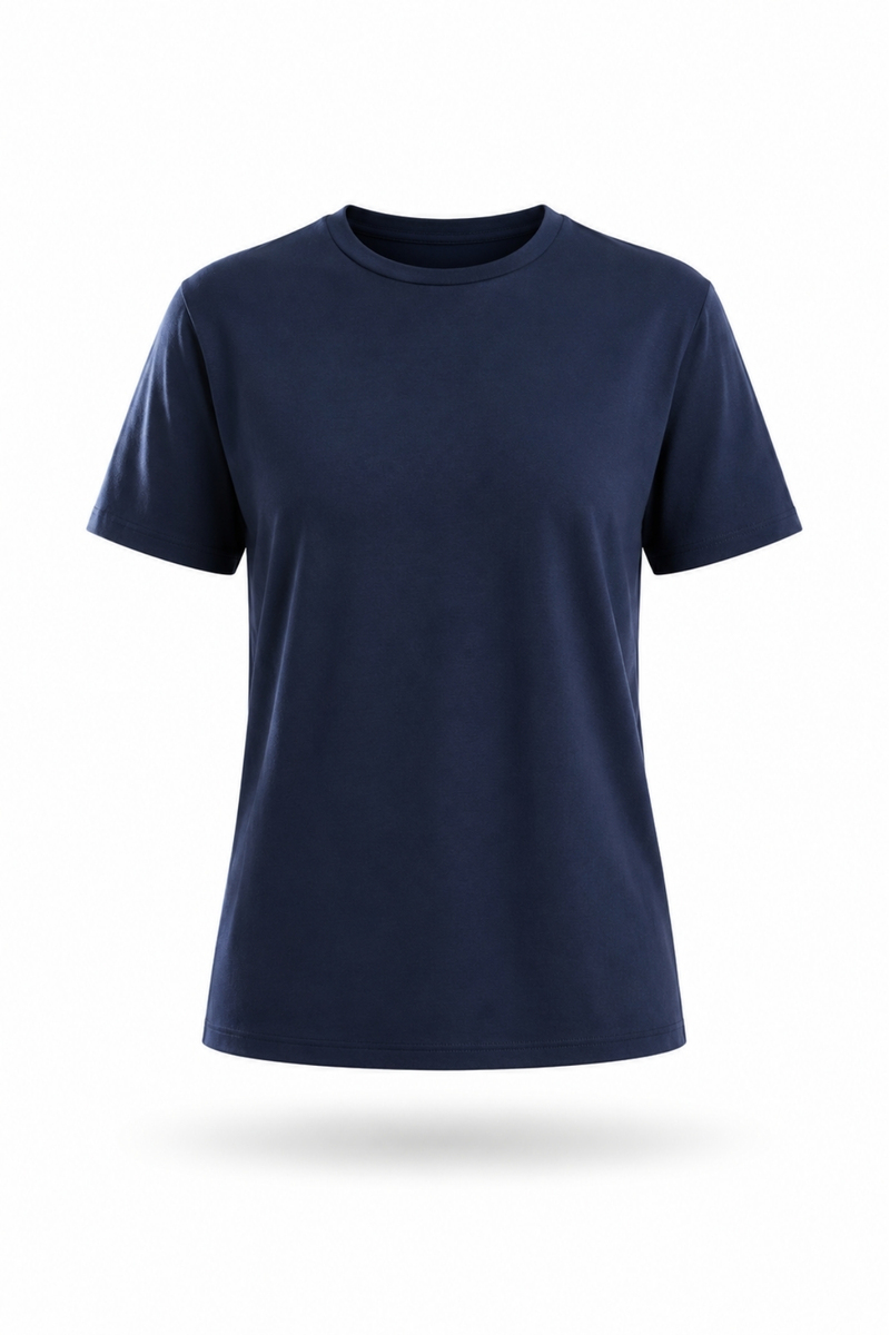 Lacivert Bisiklet Yaka Basic Tişört 0002