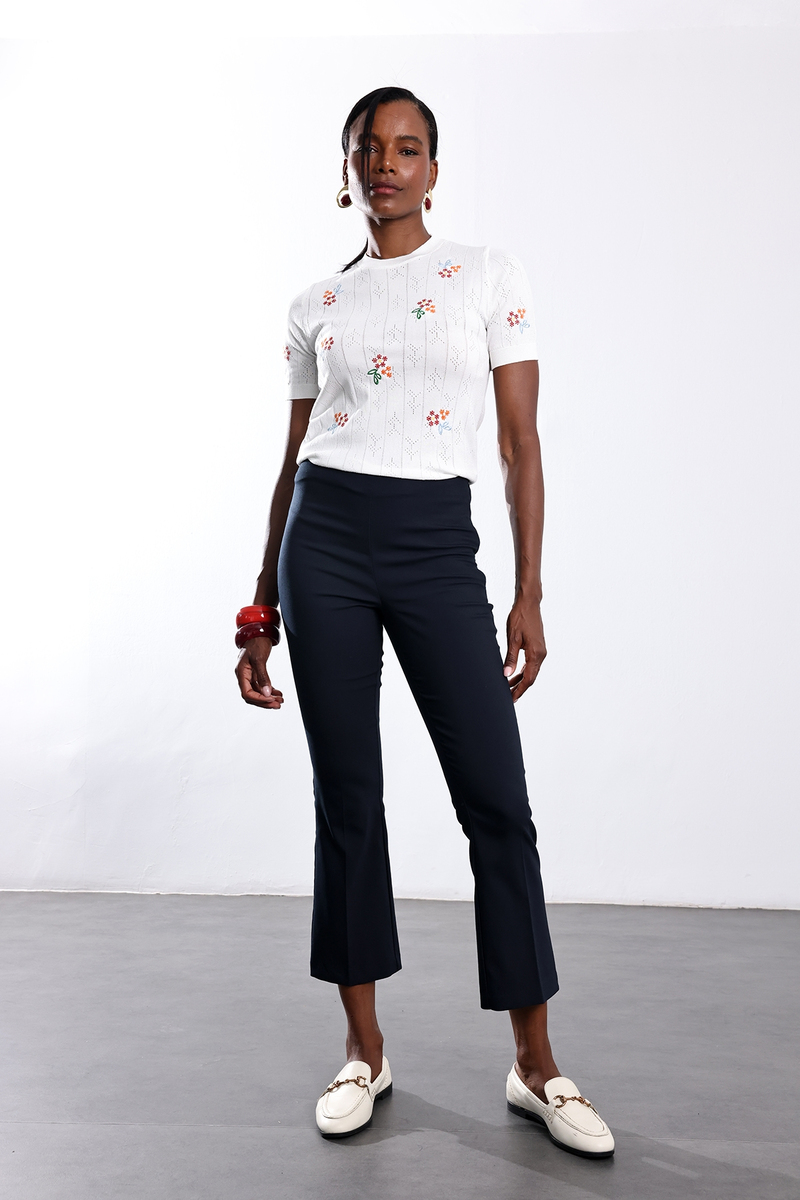 Lacivert Mini Flare Pantolon 438